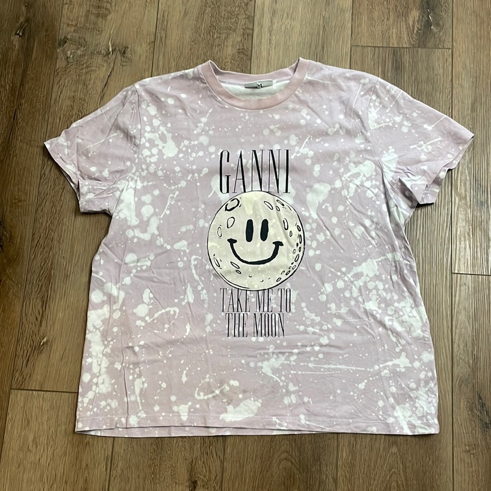 GANNI take me to the moon t shirt in pink